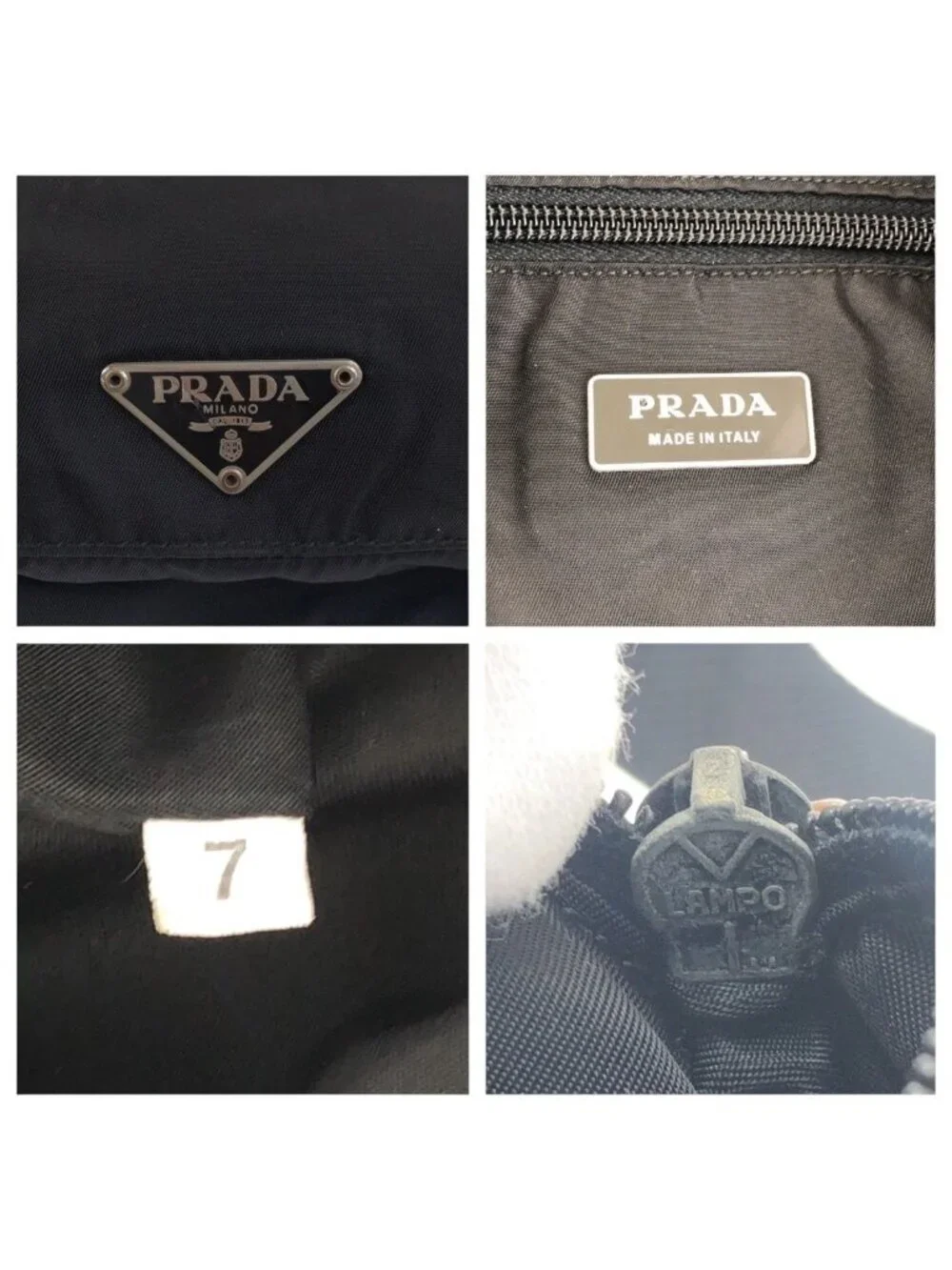 Prada Tessuto Black Silver Nylon Shoulder Bag